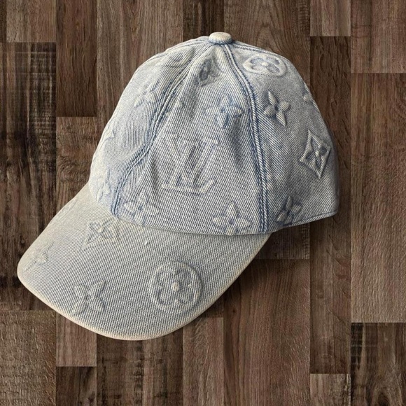 Louis Vuitton Other - Louis Vuitton Light Blue Denim Monogram Cap with Yellow Strap